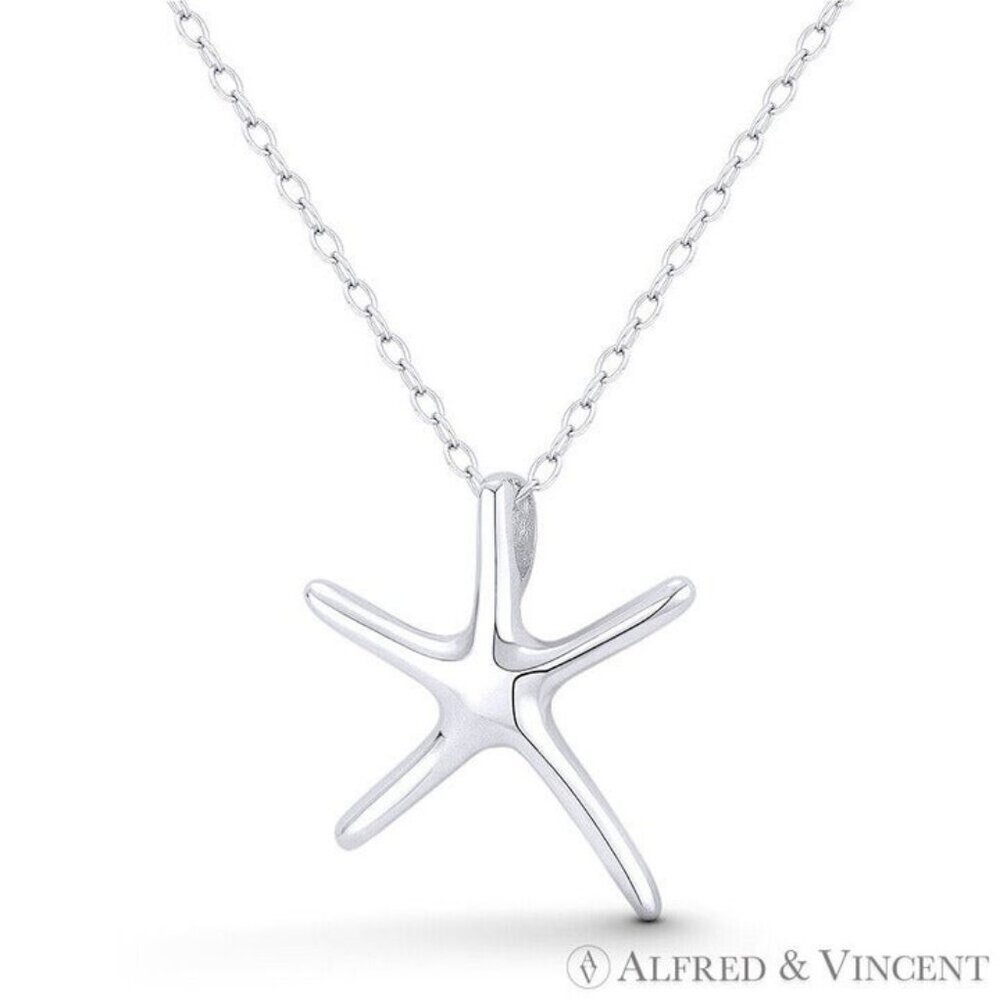 Starfish Ocean Sealife Charm Pendant in .925 Sterling Silver